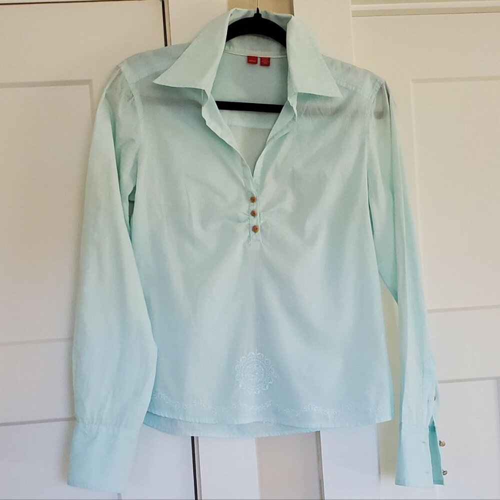 Esprit Soft Turquoise Embroidered Blouse. Size S